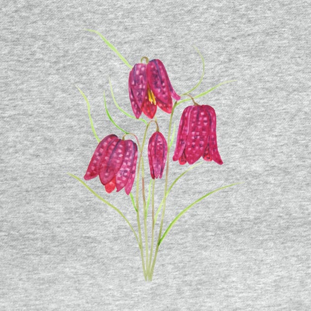 red snake's head fritillary watercolor by colorandcolor